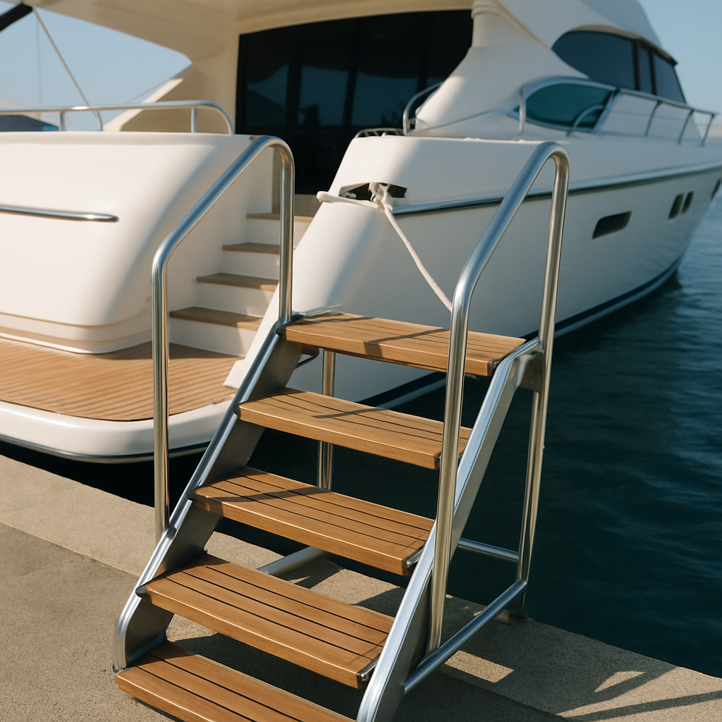 luxurious yacht boarding steps